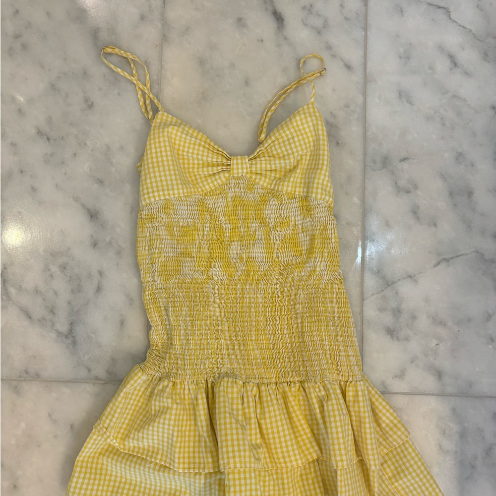 Zara Yellow Checkered Dress